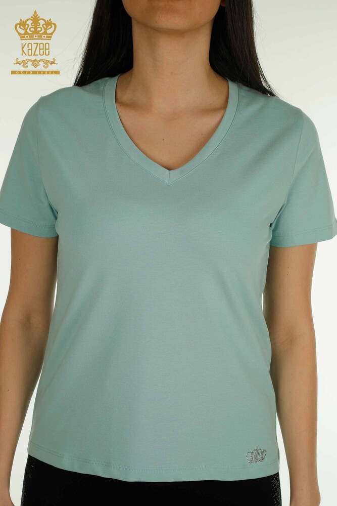 Wholesale Women's Blouse Short Sleeve Mint - 79561 | KAZEE - 2