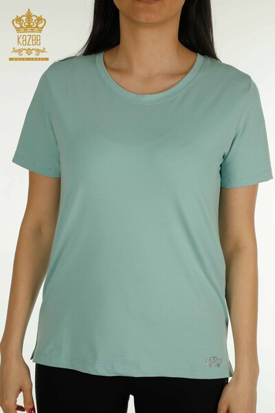 Wholesale Women's Blouse Short Sleeve Mint - 79563 | KAZEE - 2