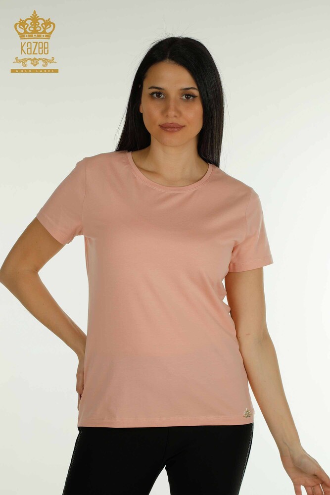 Wholesale Women's Blouse Short Sleeve Powder - 79178 | KAZEE - 1