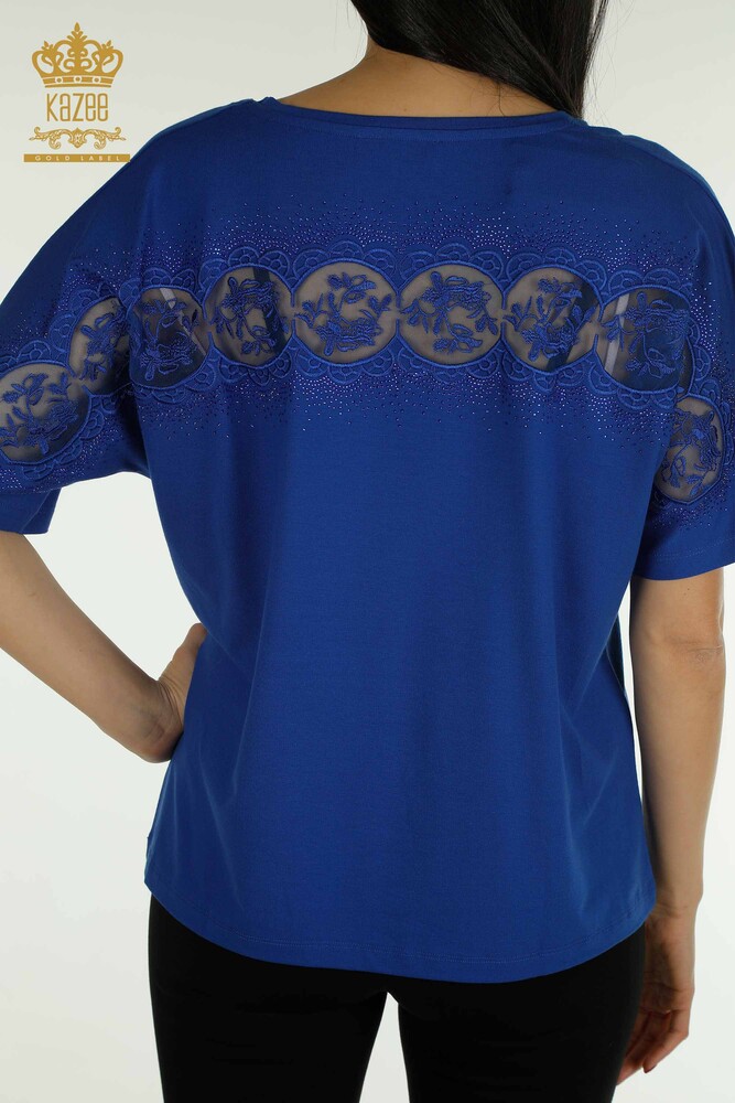 Wholesale Women's Blouse - Short Sleeve - Saks - 79302 | KAZEE - 6