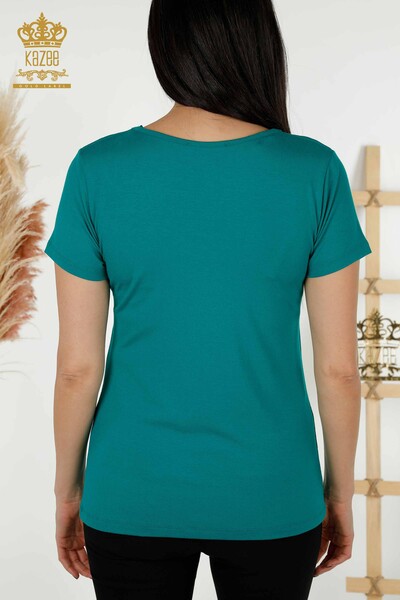 Wholesale Women's Blouse Shoulder Detailed Green - 79220 | KAZEE - 7