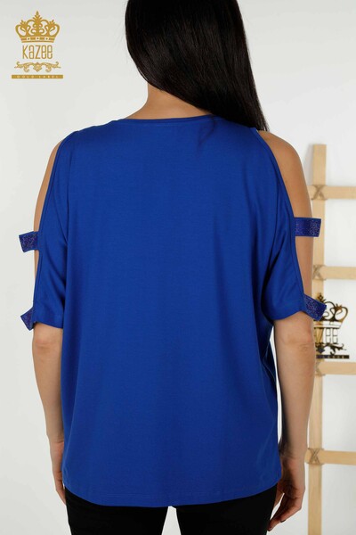 Wholesale Women's Blouse - Shoulder Detailed - Saks - 79289 | KAZEE - 9