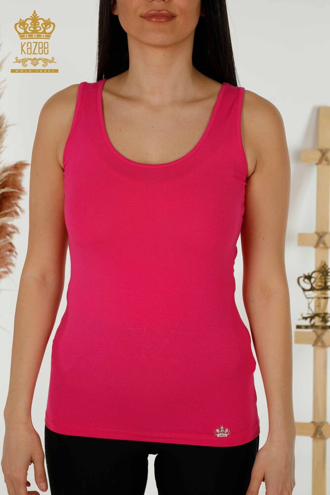 Wholesale Women's Blouse - Sleeveless - Basic - Fuchsia - 79262 | KAZEE - 2