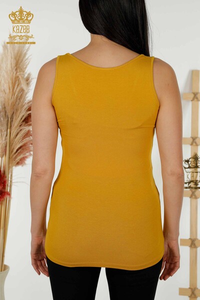 Wholesale Women's Blouse - Sleeveless - Basic - Saffron - 79262 | KAZEE - 6