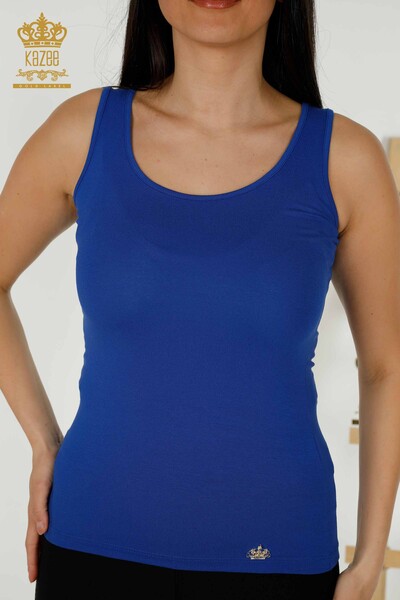 Wholesale Women's Blouses - Sleeveless - Basic - Sax - 79262 | KAZEE - 2