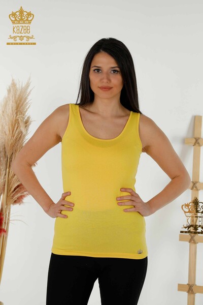 Kazee - Wholesale Women's Blouse - Sleeveless - Basic - Yellow - 79262 | KAZEE