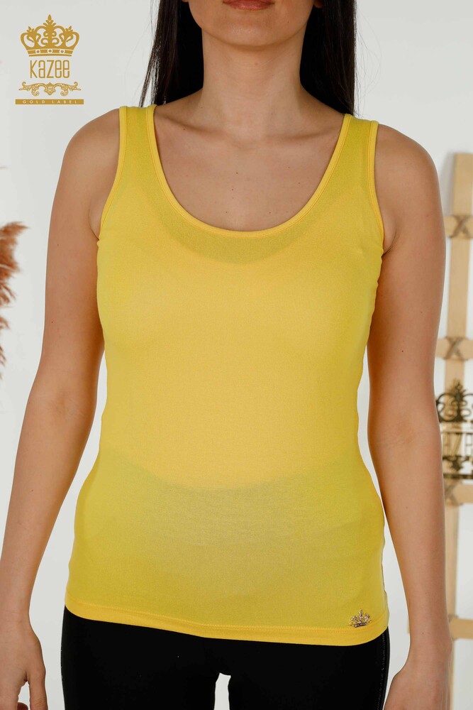 Wholesale Women's Blouse - Sleeveless - Basic - Yellow - 79262 | KAZEE - 2