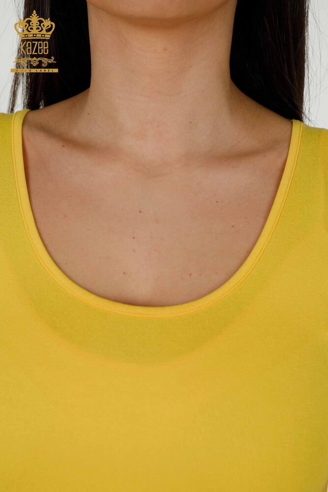 Wholesale Women's Blouse - Sleeveless - Basic - Yellow - 79262 | KAZEE - 3