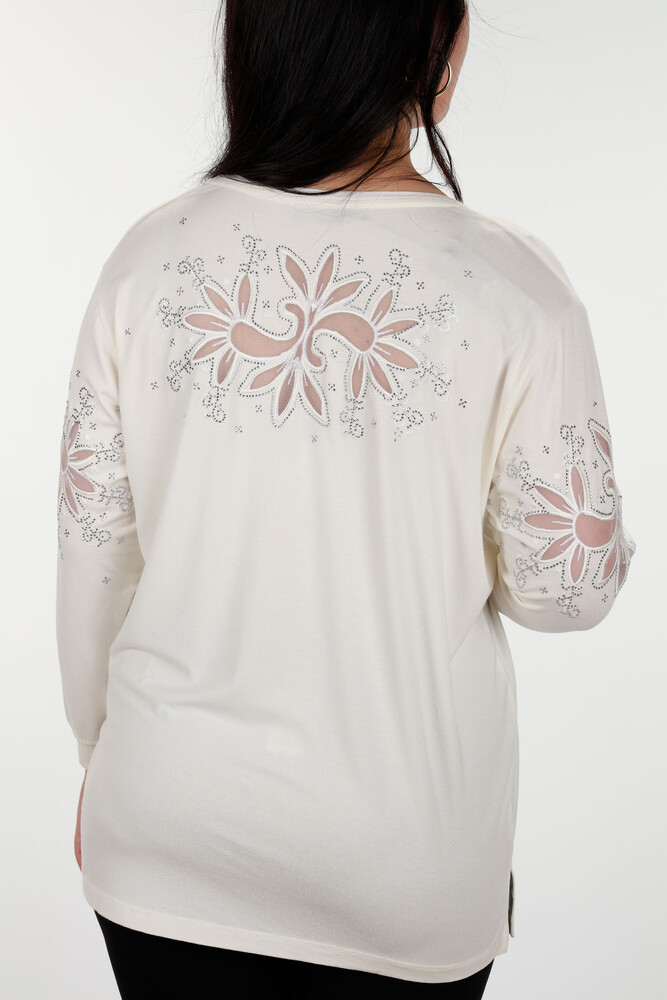 Wholesale Women's Blouse Sleeves Detailed Stone Embroidered - 77928 | KAZEE - 10