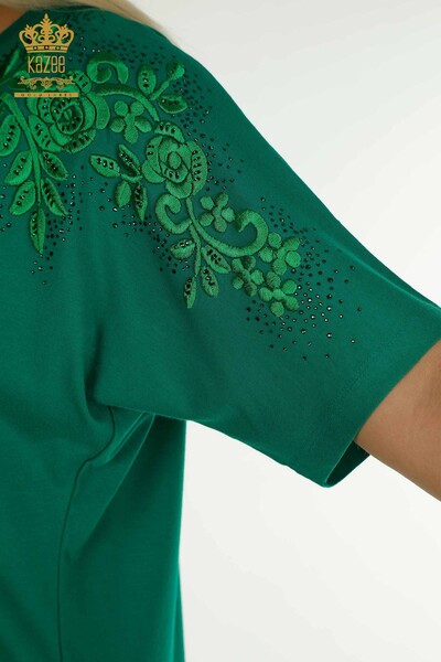 Wholesale Women's Blouse - Stone Embroidered - Green - 79097 | KAZEE - 4