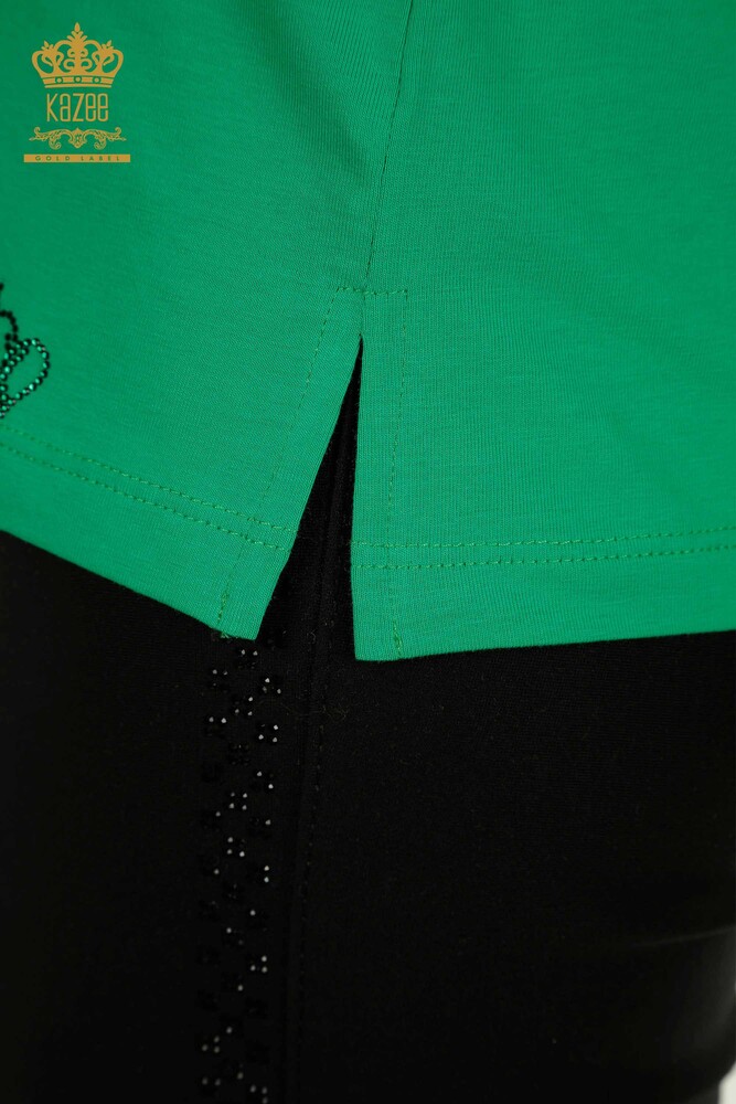 Wholesale Women's Blouse Stone Embroidered Green - 79565 | KAZEE - 6