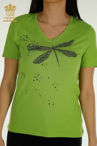 Wholesale Women's Blouse - Stone Embroidered - Pistachio Green - 79362 | KAZEE - 2