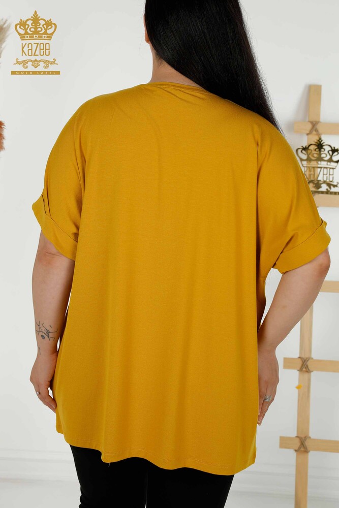 Wholesale Women's Blouse - Stone Embroidered - Saffron - 79321 | KAZEE - 8