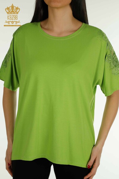 Wholesale Women's Blouse - Tulle Detailed - Green - 79390 | KAZEE - 3