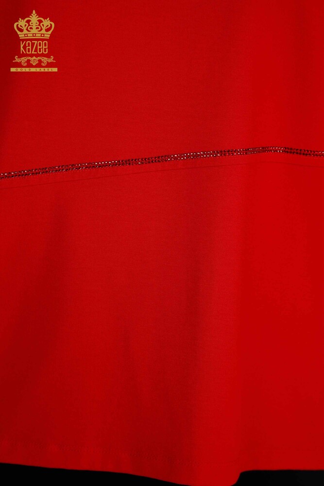 Wholesale Women's Blouse Tulle Detailed Red - 79051 | KAZEE - 6