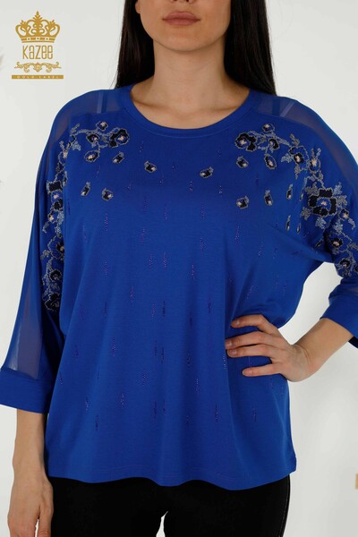 Wholesale Women's Blouses - Tulle Detailed - Saks - 79136 | KAZEE - 2