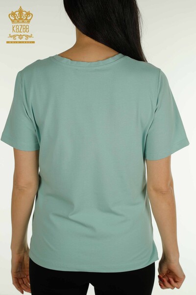 Wholesale Women's Blouse V Neck Mint - 79564 | KAZEE - 7