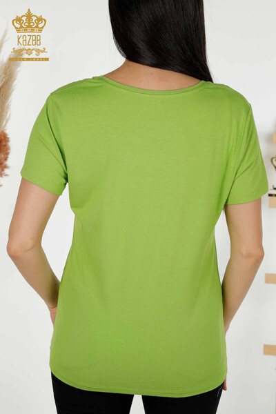 Wholesale Women's Blouse - V Neck - Pistachio Green - 79179 | KAZEE - 7