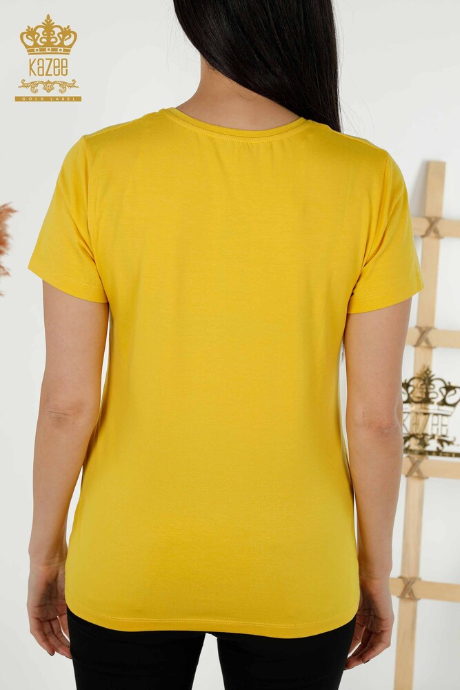 Wholesale Women's Blouse - V Neck - Yellow - 79179 | KAZEE - 6