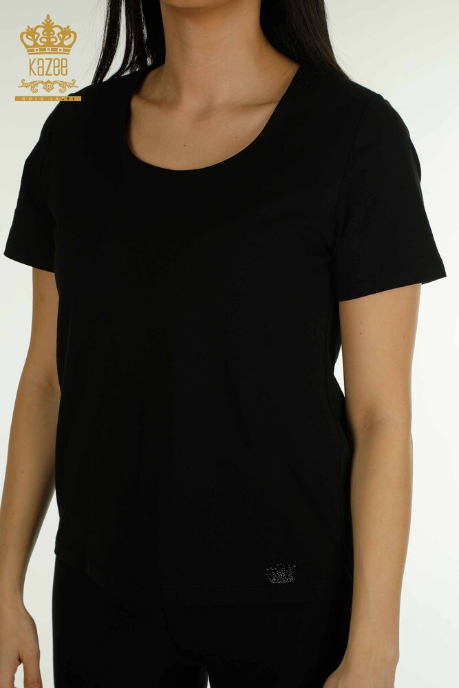 Wholesale Women's Blouse Black with Logo - 79560 | KAZEE - 2