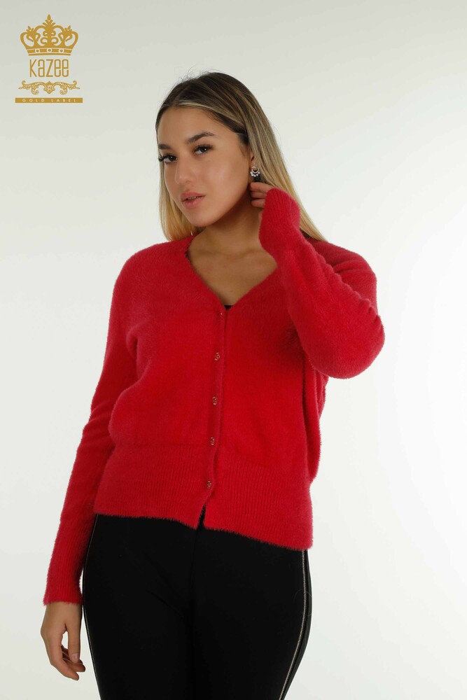 Wholesale Women's Cardigan Angora Fuchsia - 30447 | KAZEE - 1