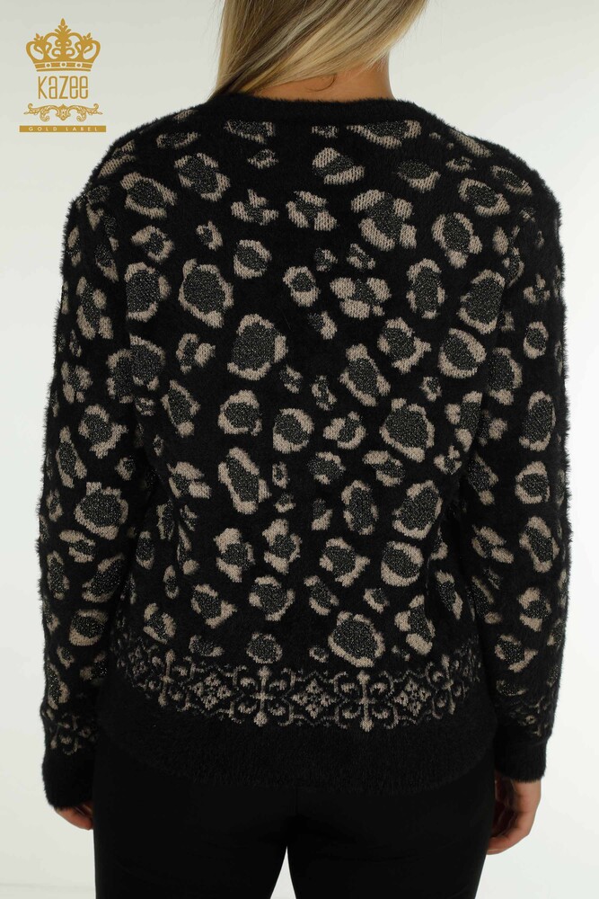 Wholesale Women's Cardigan Angora Leopard Patterned Black - 30666 | KAZEE - 8