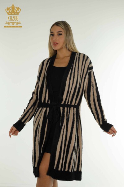 Wholesale Women's Cardigan Angora Two Color Beige - 30312 | KAZEE 