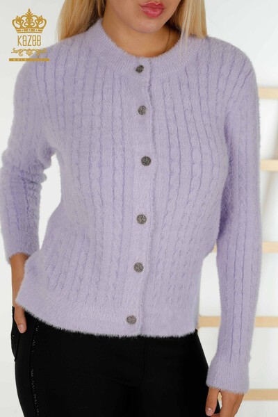 Wholesale Women's Cardigan Angora Woven Lilac - 30321 | KAZEE - 2