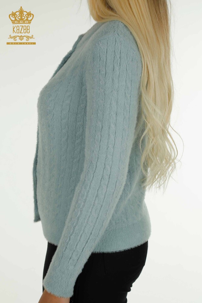 Wholesale Women's Cardigan Angora Woven Mint - 30321 | KAZEE - 5