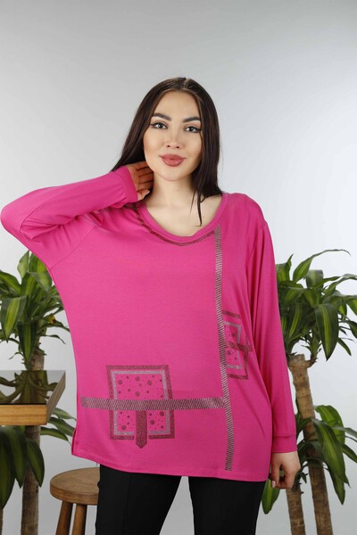 Wholesale Women's Combed Cotton Stone Embroidered Square Pattern - 77931 | KAZEE - Thumbnail