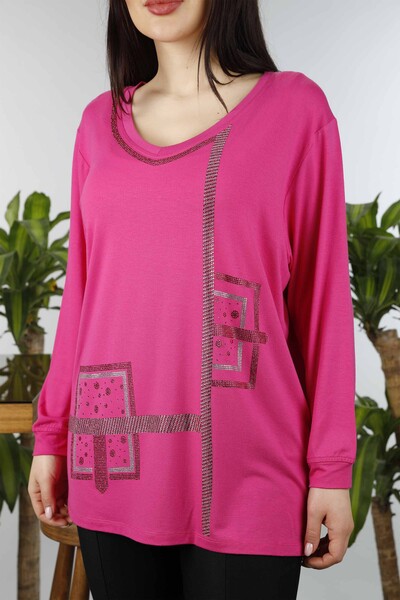 Wholesale Women's Combed Cotton Stone Embroidered Square Pattern - 77931 | KAZEE - Thumbnail