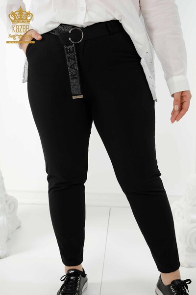 Wholesale Women's Jeans - Belted - Black - 3468 | KAZEE - Thumbnail