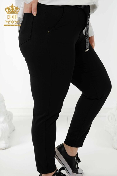 Wholesale Women's Jeans - Belted - Black - 3468 | KAZEE - Thumbnail