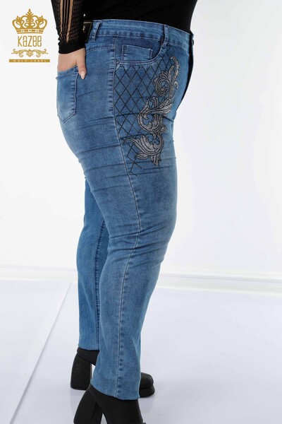 Wholesale Women's Jeans Patterned Striped Blue - 3568 | KAZEE - Thumbnail