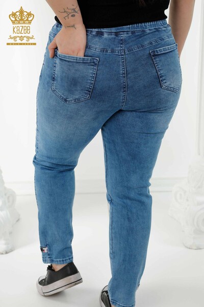 Wholesale Women's Jeans Elastic Waist Blue - 3679 | KAZEE - Thumbnail