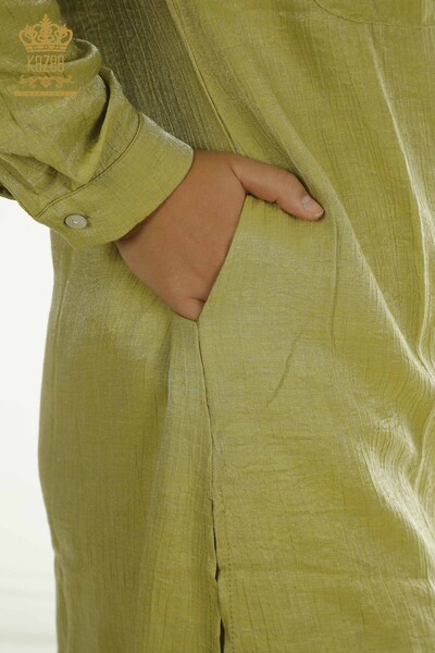 Wholesale Women's Two-piece Suit with Slit Detail Green - 2402-211684 | S&M - Thumbnail (2)