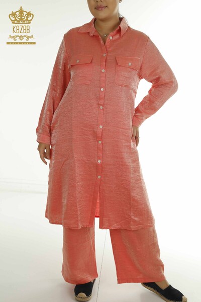 S&M - Wholesale Women's Double Suit with Slit Detail Orange - 2402-211684 | S&M (1)