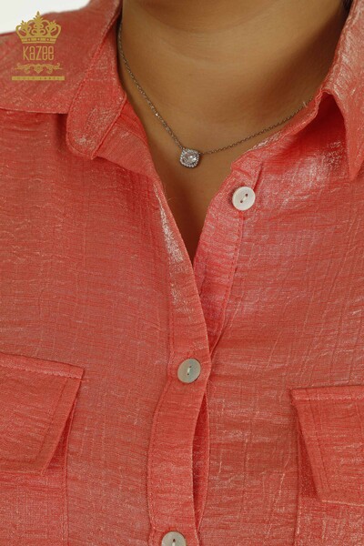 Wholesale Women's Double Suit with Slit Detail Orange - 2402-211684 | S&M - Thumbnail (2)