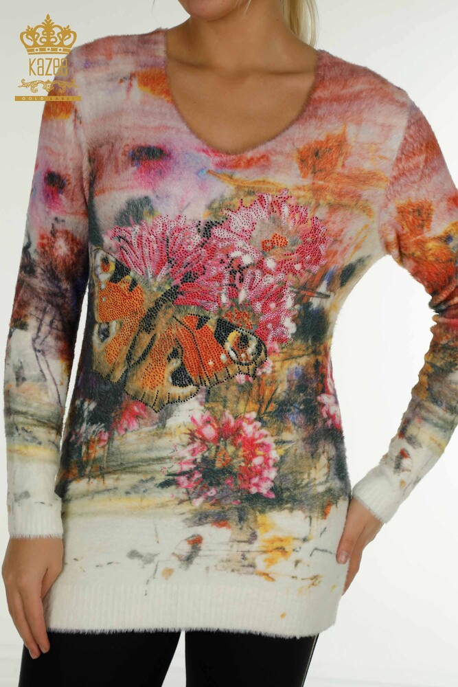 Wholesale Women's Knitwear Angora Butterfly Printed Digital - 40010 | KAZEE - 2