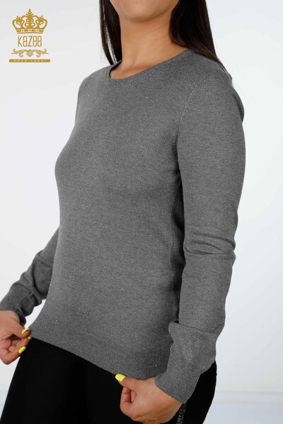 Wholesale Women's Knitwear Crew Neck Silvery Basic Viscose - 15317 | KAZEE - 2