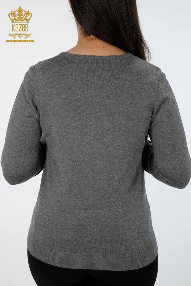 Wholesale Women's Knitwear Crew Neck Silvery Basic Viscose - 15317 | KAZEE - 4