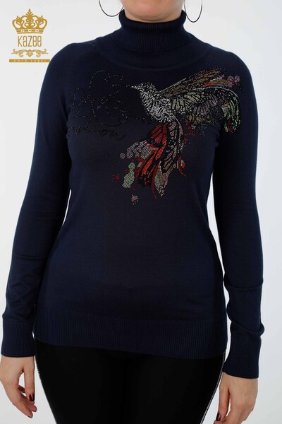 Wholesale Women's Knitwear Bird Pattern Kazee Lettering Detailed - 16629 | KAZEE - Thumbnail