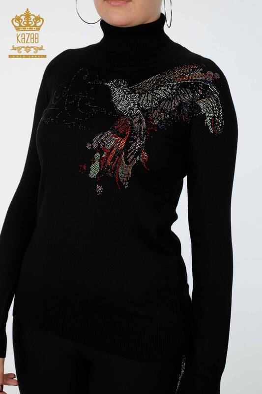 Wholesale Women's Knitwear Bird Pattern Kazee Lettering Detailed - 16629 | KAZEE