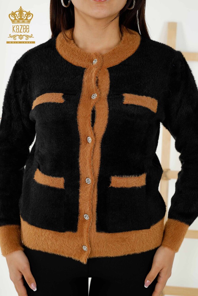 Wholesale Women's Knitwear Cardigan Angora Buttoned - Black - 30094 | KAZEE - 2