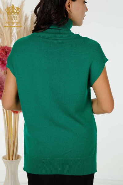 Wholesale Women's Knitwear Shoulder Crystal Stone Embroidered Green - 30097 | KAZEE - 8