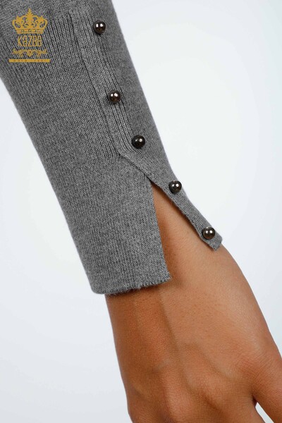 Wholesale Women's Knitwear Cufflink Detailed Crew Neck - 14337 | KAZEE - 4