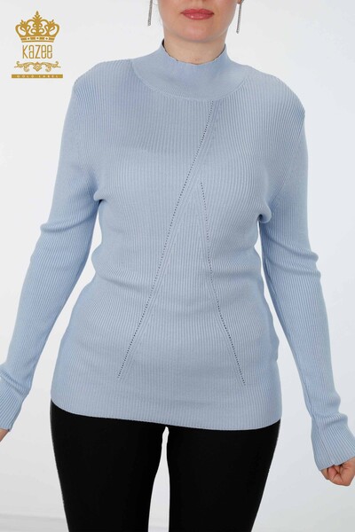 Wholesale Women's Knitwear Sleeve Detailed Stone Embroidered Stand Up Collar - 16248 | KAZEE - 39