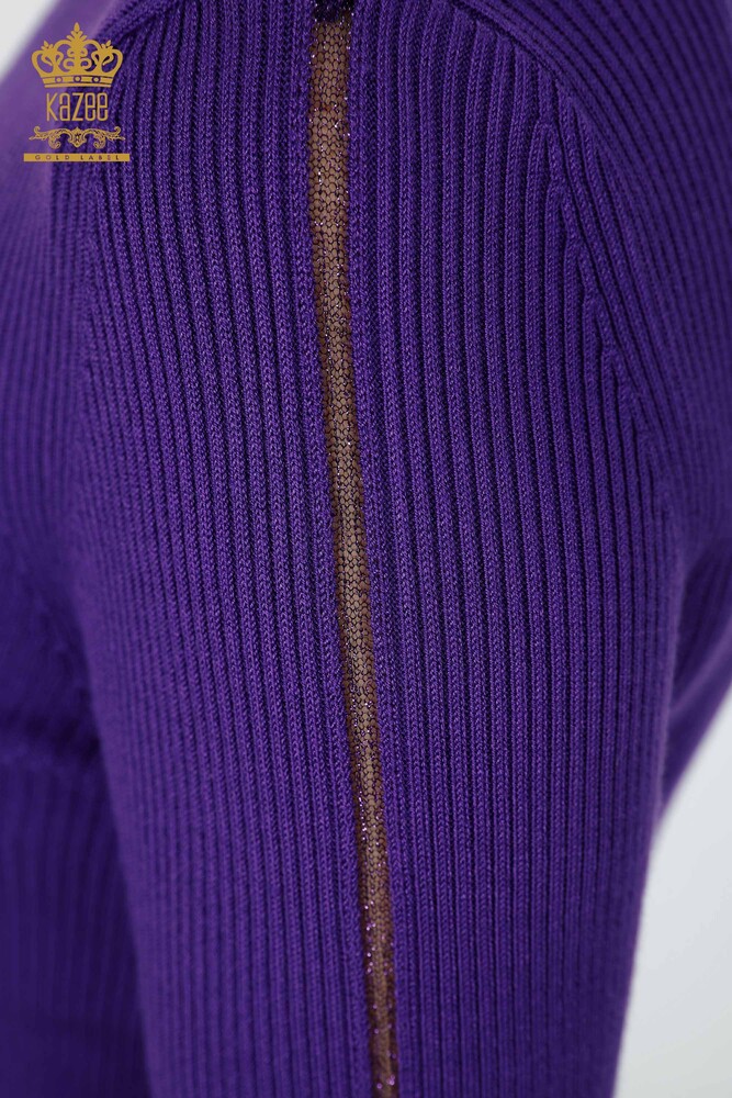 Wholesale Women's Knitwear Sleeve Detail Stone Embroidered Striped - 16241 | KAZEE - 11