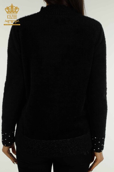 Wholesale Women's Knitwear Stone Beaded Angora Black - 30668 | KAZEE - 6