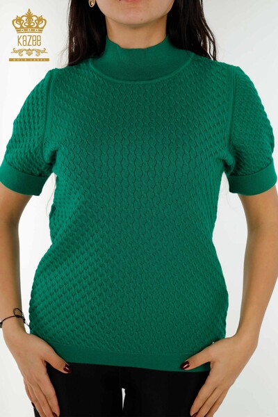 Wholesale Women's Knitwear Sweater American Model Basic Green - 30119 | KAZEE - 2